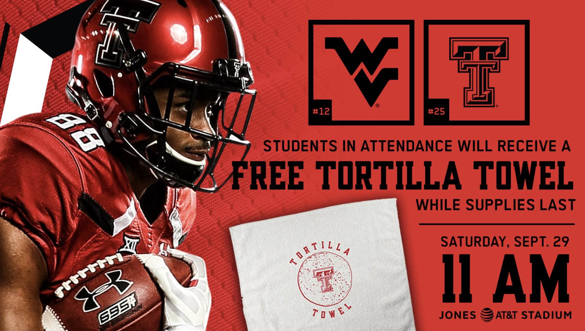 Texas Tech Football Game Tortilla Towel Student Giveaway