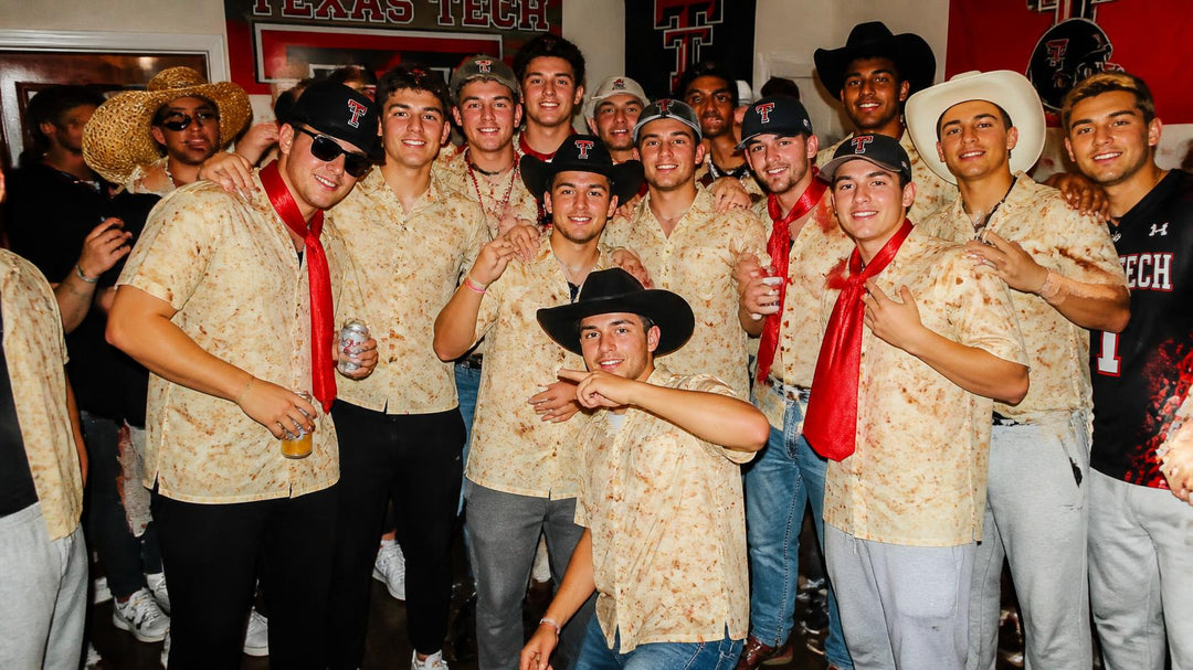 Texas Tech fraternity party wearing tortilla pattern style shirts hats neck ties.jpg