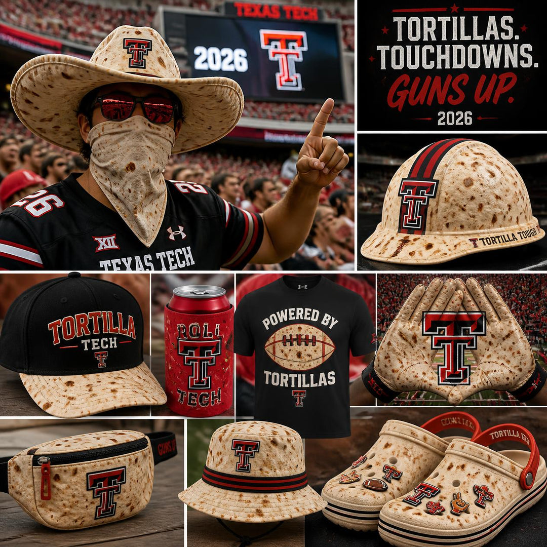 Tortilla themed gear  2026 Texas Tech football season tortilla designs