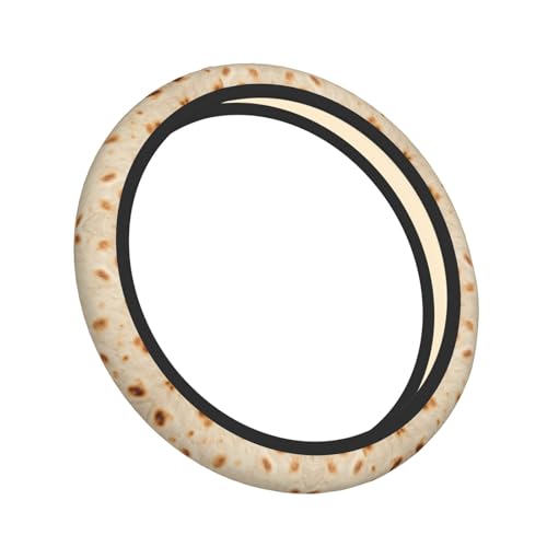 Tortilla Print Steering Wheel Cover Cute Elastic 15 Inch Universal Fit Car Accessories Non-Slip Washable Protection