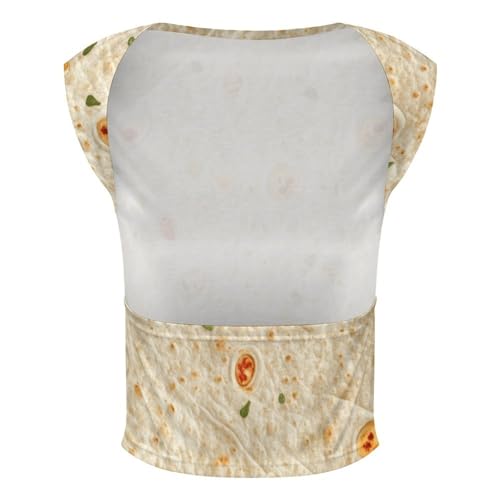 Tortilla Pattern Womens Backless Tops Open Back Shirts Summer Crop Shirts Sleeveless Casual