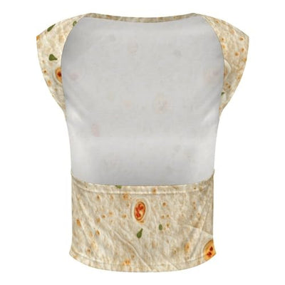 Burrito Tortilla Pattern Womens Backless Tops Open Back Shirts Summer Crop Shirts Sleeveless Casual M