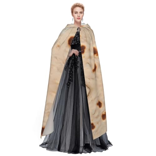 Qewfoju Tortilla Pattern Unisex Hooded Cloak Costume Cape for Halloween Vampire Witch Cosplay Wizard