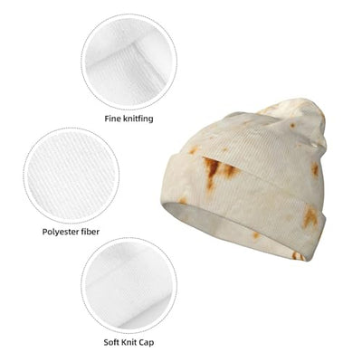 Mosytuky Unisex Beanie for Men and Women Knit Hat Winter Beanies-Pita Tortilla Black