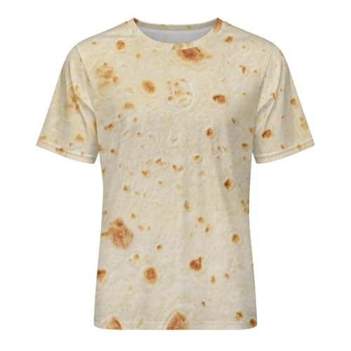 Burrito Tortilla Pattern Men's Short Sleeve Crew Neck T Shirt Summer Casual Classic Fashion XL