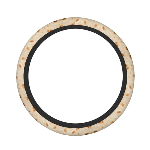 Tortilla Print Steering Wheel Cover Cute Elastic 15 Inch Universal Fit Car Accessories Non-Slip Washable Protection