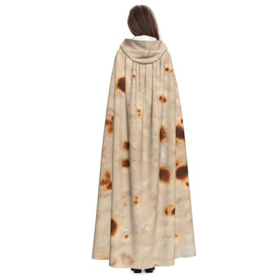 Qewfoju Tortilla Pattern Unisex Hooded Cloak Costume Cape for Halloween Vampire Witch Cosplay Wizard