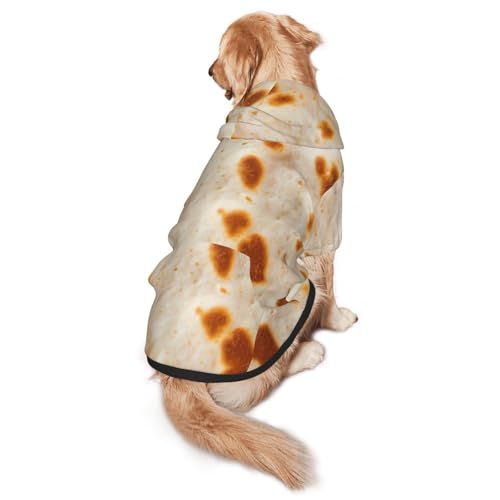 BERMEIZ Tortilla Pattern Dog Hoodie Soft and Warm Sweater with Leash Hole and Pocket Dog Winter Sweatshirt Warm Pet Clothes for Medium Large Dogs