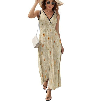 Burrito Tortilla Pattern Summer Dresses for Women Casual Beach Sleeveless Tank Loose Dresses M