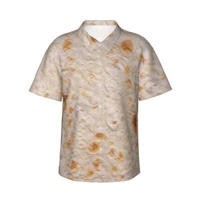 Kuilepa Tortilla Pattern Men's Casual Button-Down Shirts Hawaiian Shirt-Medium Black