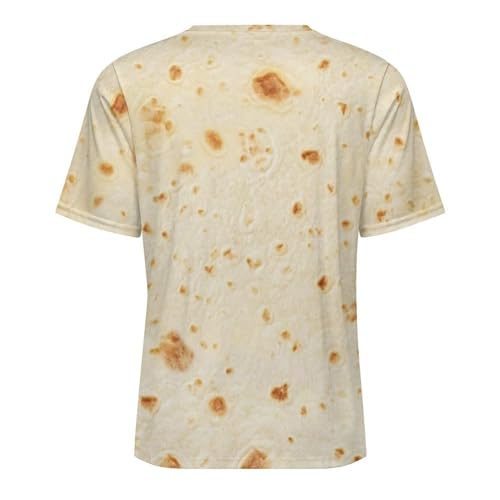 Burrito Tortilla Pattern Men's Short Sleeve Crew Neck T Shirt Summer Casual Classic Fashion XL