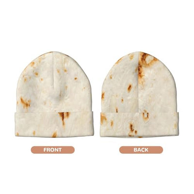 Mosytuky Unisex Beanie for Men and Women Knit Hat Winter Beanies-Pita Tortilla Black