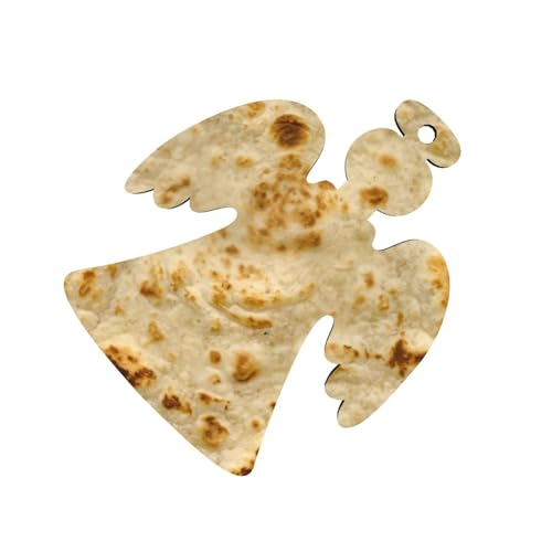 Tortilla DIY Christmas Ornaments Craft Kit for Kids,Wooden Ornaments with Pre-Printed Designs,Perfect for Holiday Art Projects Angel Shape 6 Pcs