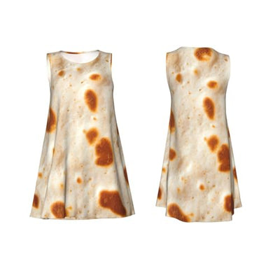 BERMEIZ Tortilla Pattern Summer Dresses for Women Sleeveless Tank Casual Sundresses Beach Cover Black