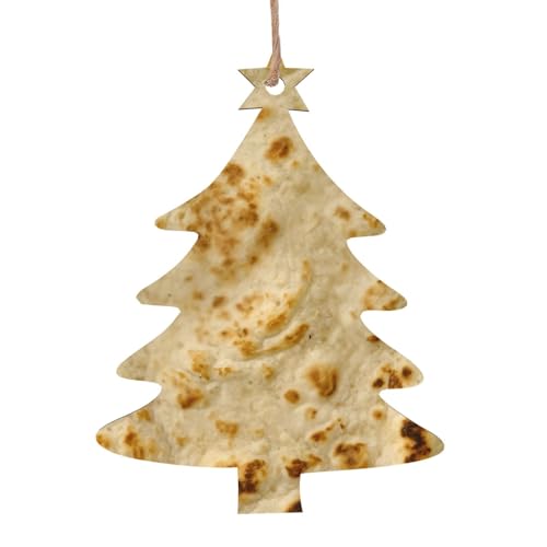 Tortilla Christmas Ornaments Craft Kit for Kids,Wooden Ornaments with Pre-Printed Designs,Perfect for Holiday Art Projects Christmas Tree Shape 6 Pcs