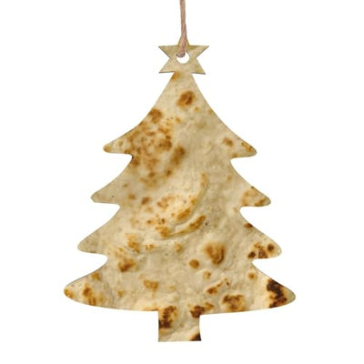 Burritos, Giant Tortilla DIY Christmas Ornaments Craft Kit for Kids,Wooden Ornaments with Pre-Printed Designs,Perfect for Holiday Art Projects Christmas Tree Shape 6 Pcs