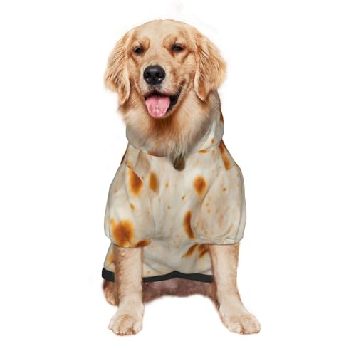 BERMEIZ Tortilla Pattern Dog Hoodie Soft and Warm Sweater with Leash Hole and Pocket Dog Winter Sweatshirt Warm Pet Clothes for Medium Large Dogs