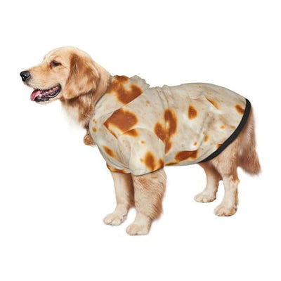 BERMEIZ Tortilla Pattern Dog Hoodie Soft and Warm Sweater with Leash Hole and Pocket Dog Winter Sweatshirt Warm Pet Clothes for Medium Large Dogs