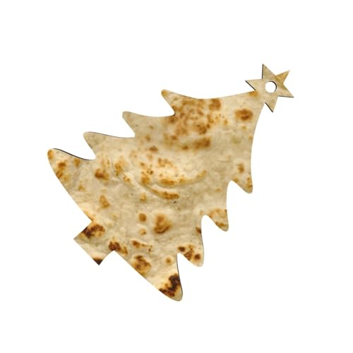 Tortilla Christmas Ornaments Craft Kit for Kids,Wooden Ornaments with Pre-Printed Designs,Perfect for Holiday Art Projects Christmas Tree Shape 6 Pcs
