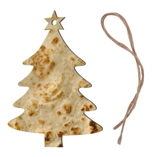 Tortilla Christmas Ornaments Craft Kit for Kids,Wooden Ornaments with Pre-Printed Designs,Perfect for Holiday Art Projects Christmas Tree Shape 6 Pcs