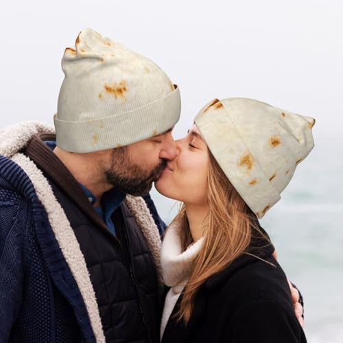 Mosytuky Unisex Beanie for Men and Women Knit Hat Winter Beanies-Pita Tortilla Black