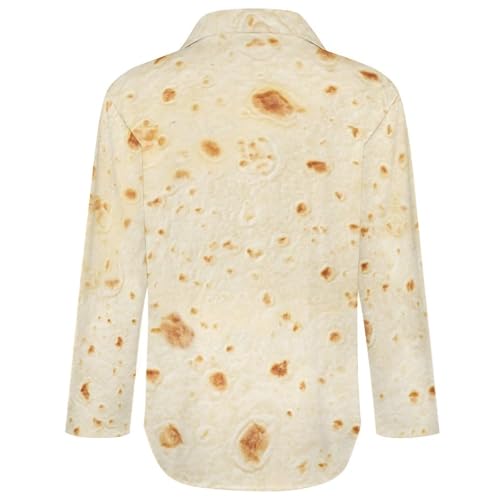 Womens Button Down Long Sleeve Shirts Burrito Tortilla Pattern Blouses Shirts Tops L
