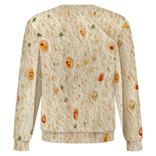 Burrito Tortilla Pattern Mens Casual Crew Neck Sweaters Long Sleeve Lightweight Pullover Sweaters XL