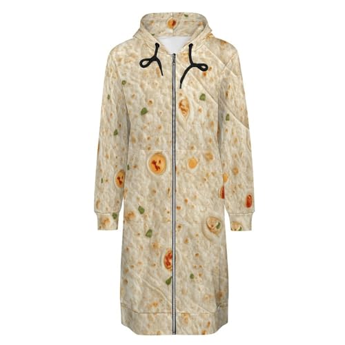 Burrito Tortilla Pattern Women's Zip Up Hoodies Long Sweatshirts Casual Hoodie Jacket Coat with Pocket M