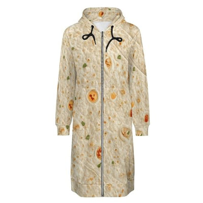Burrito Tortilla Pattern Women's Zip Up Hoodies Long Sweatshirts Casual Hoodie Jacket Coat with Pocket M