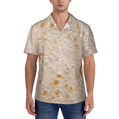 Kuilepa Tortilla Pattern Men's Casual Button-Down Shirts Hawaiian Shirt-Medium Black