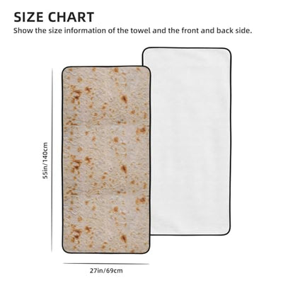 BERMEIZ Tortilla Print Bath Towel Microfiber Coral Velvet Bath Towels Highly Absorbent Soft Beach Sheet 27" x 55" Luxury Hemming Shower Towels