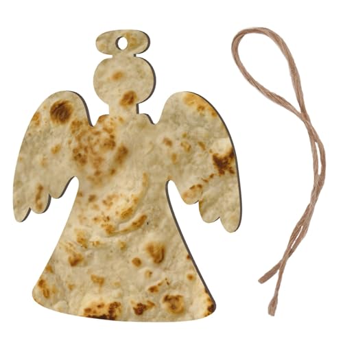 Tortilla DIY Christmas Ornaments Craft Kit for Kids,Wooden Ornaments with Pre-Printed Designs,Perfect for Holiday Art Projects Angel Shape 6 Pcs