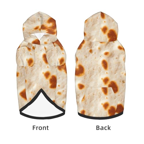 BERMEIZ Tortilla Pattern Dog Hoodie Soft and Warm Sweater with Leash Hole and Pocket Dog Winter Sweatshirt Warm Pet Clothes for Medium Large Dogs