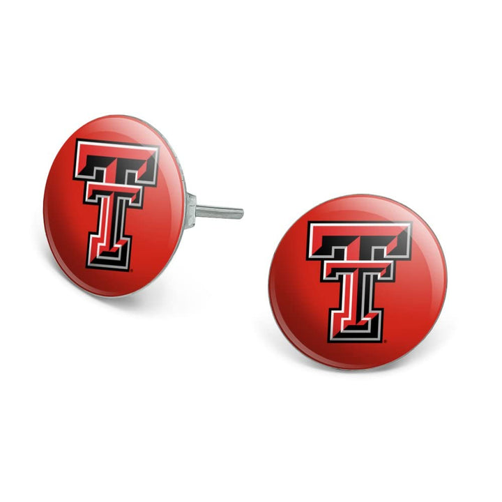 Texas Tech University Raiders Logo Novelty Silver Plated Stud Earrings