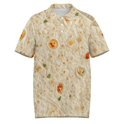 Burrito Tortilla Pattern Men's Polo Shirts Casual Short Sleeve Button Down Shirts Golf Polo Collared M