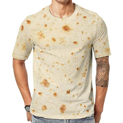 FULAOER Burrito Tortilla Pattern Men's Summer Short Sleeve Crew Neck T-Shirt Casual Sports Shirt S
