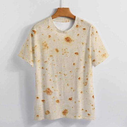 FULAOER Burrito Tortilla Pattern Men's Summer Short Sleeve Crew Neck T-Shirt Casual Sports Shirt S