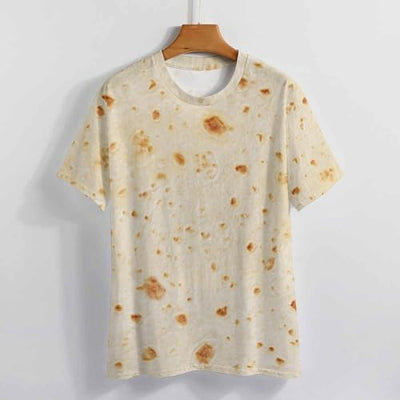 FULAOER Burrito Tortilla Pattern Men's Summer Short Sleeve Crew Neck T-Shirt Casual Sports Shirt S