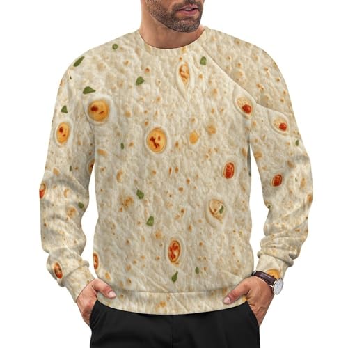 Burrito Tortilla Pattern Mens Casual Crew Neck Sweaters Long Sleeve Lightweight Pullover Sweaters XL
