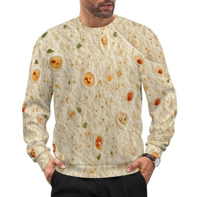 Burrito Tortilla Pattern Mens Casual Crew Neck Sweaters Long Sleeve Lightweight Pullover Sweaters XL