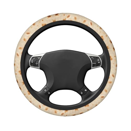 Tortilla Print Steering Wheel Cover Cute Elastic 15 Inch Universal Fit Car Accessories Non-Slip Washable Protection