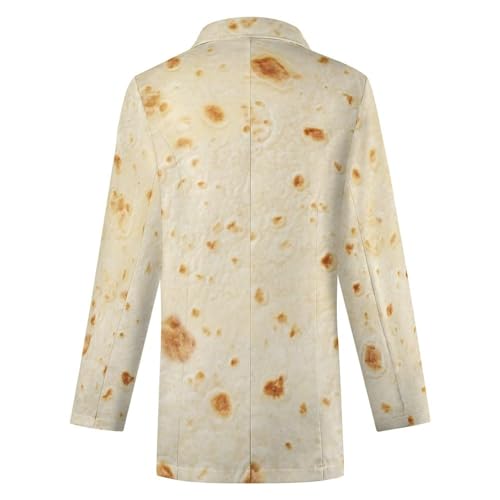 Burrito Tortilla Pattern Blazers for Women Fashion Business Casual Office,Elegant Jacket Coat with Pockets L