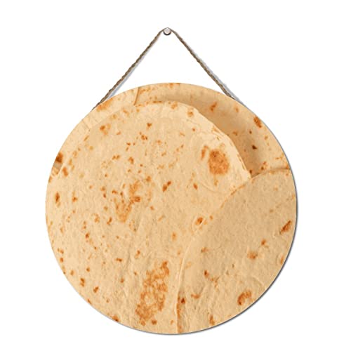 Wooden Sign Burritos Tortilla Custom Wood Sign Wood Plank Design Hanging Sign Funny Realistic Food Farmhouse Style Hanging Wooden Sign Accessories Or Rustic Kitchen Wall Art Plaque 12x12in Round