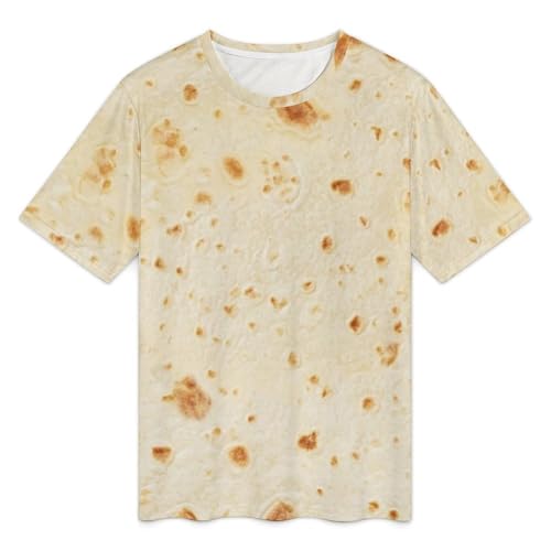 Burrito Tortilla Pattern Men's Short Sleeve Crew Neck T Shirt Summer Casual Classic Fashion XL