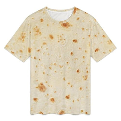 Burrito Tortilla Pattern Men's Short Sleeve Crew Neck T Shirt Summer Casual Classic Fashion XL