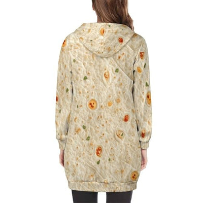 Burrito Tortilla Pattern Women's Zip Up Hoodies Long Sweatshirts Casual Hoodie Jacket Coat with Pocket M