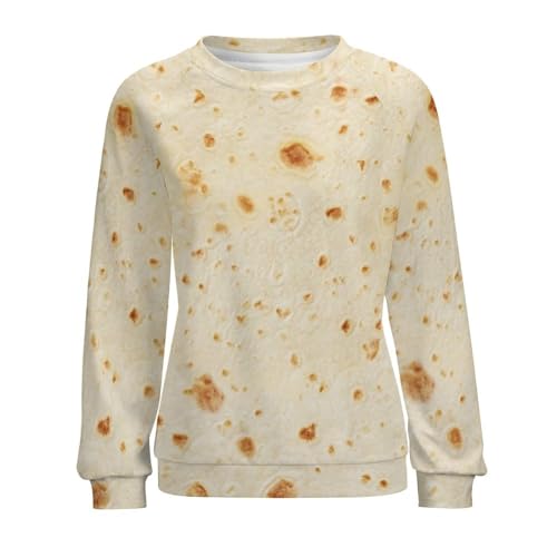 FULAOER Burrito Tortilla Pattern Women's Casual Raglan Crew Neck Sweater Sweatshirt Long Sleeve T-Shirt M