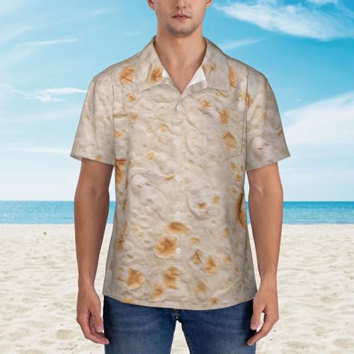 Kuilepa Tortilla Pattern Men's Casual Button-Down Shirts Hawaiian Shirt-Medium Black