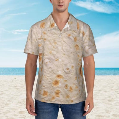 Kuilepa Tortilla Pattern Men's Casual Button-Down Shirts Hawaiian Shirt-Medium Black