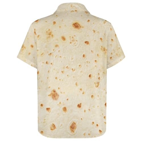 FULAOER Burrito Tortilla Pattern Men's Button Down Shirts Short Sleeve Casual Shirts Summer Beach Shirts L, Style-13-3